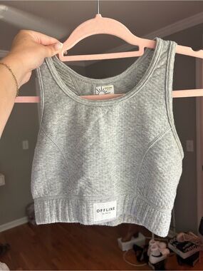 aerie OFFLINE Heather Gray Quilted Sports Bra
